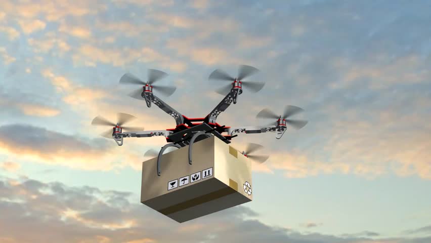 Drone carrying parcel for autonomous delivery